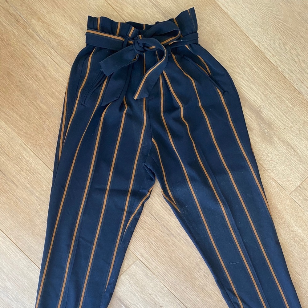 Zara Navy Pants with Gold Stripe, Size M